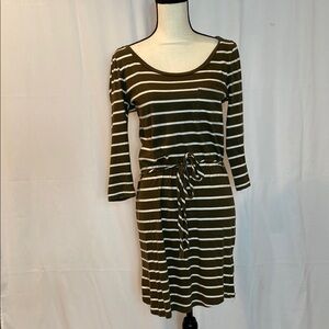 Banana Republic Olive and White Striped Dress